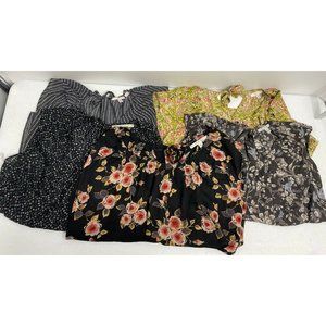 Lot Of 5 LC Lauren Conrad Women’s Floral Short Sleeve Tie Up Tunic Size XL